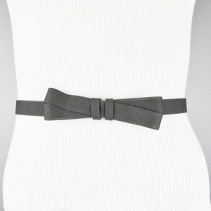 Black Faux Leather Bow Belt